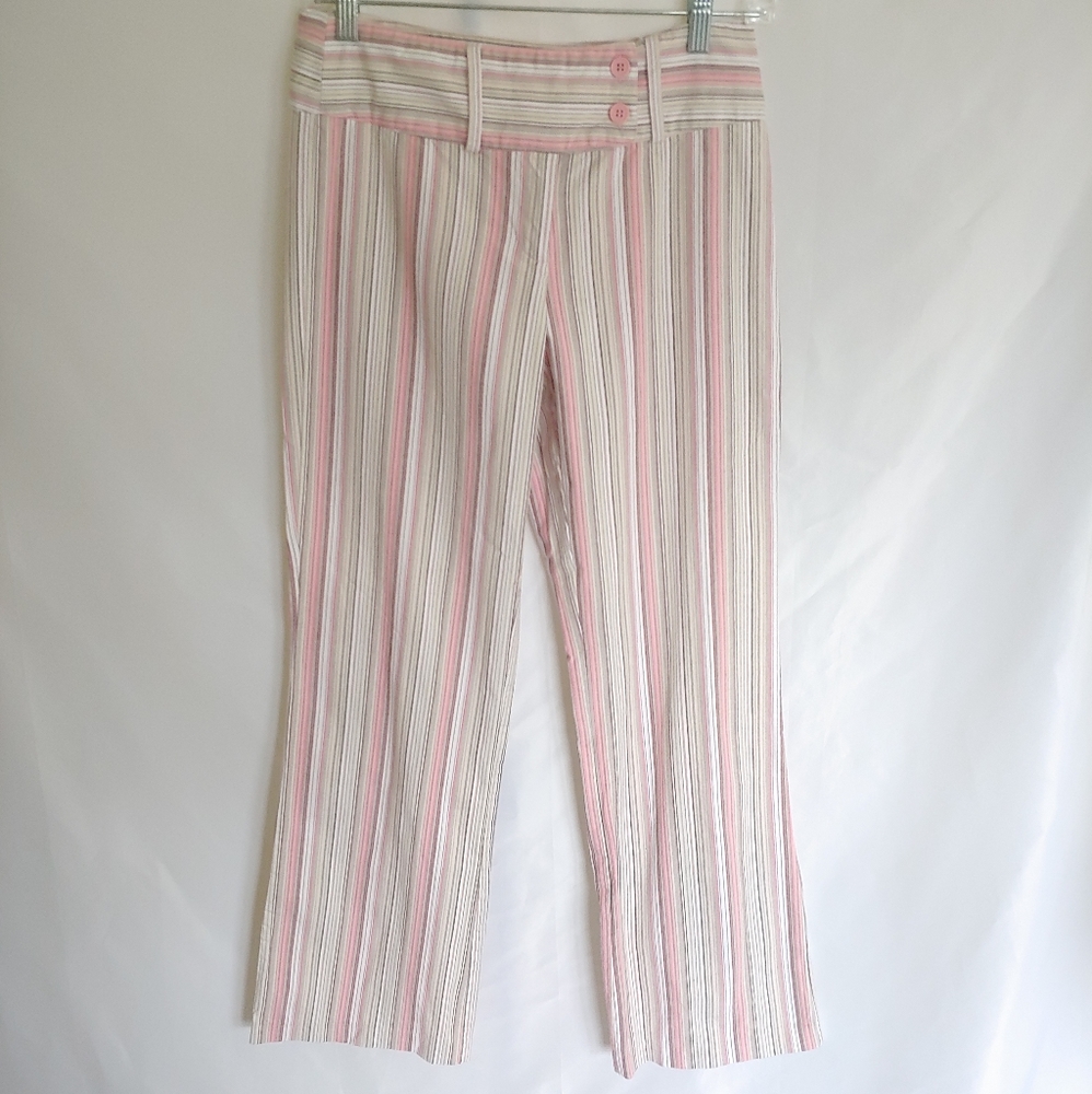 Heart Soul White Cream Pink Stripe Trouser Pants